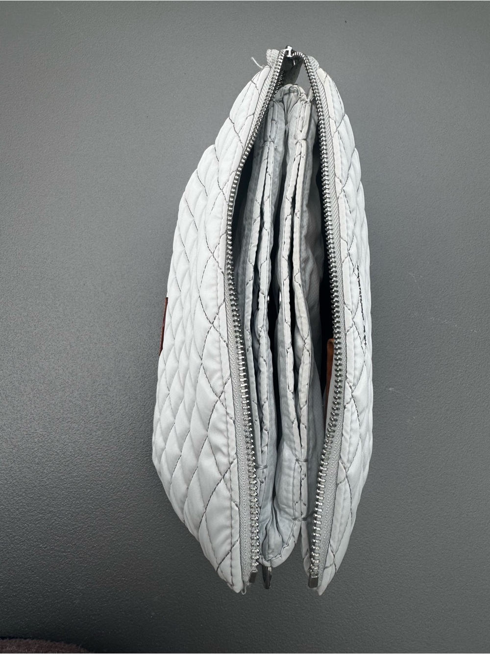 MZ Wallace Quilted Light Gray Pippa Chain Strap Crossbody - Picture 7 of 14